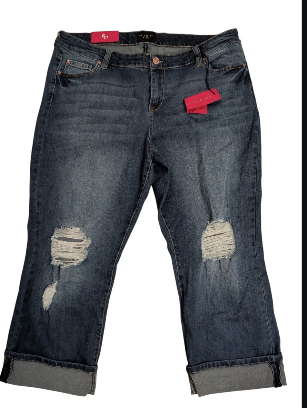 Retail $54 Celebrity Pink Ankle Straight Distressed Cotton Jean